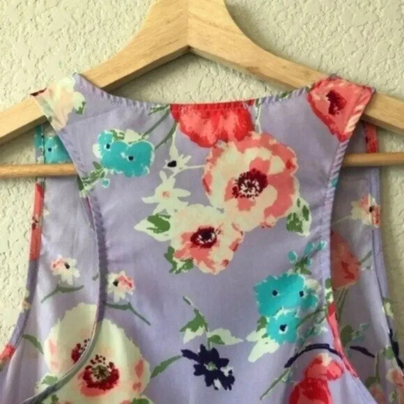 Boutique Everly Preppy Purple Floral Keyhole Neck Racerback Tank Top S - Picture 6 of 6